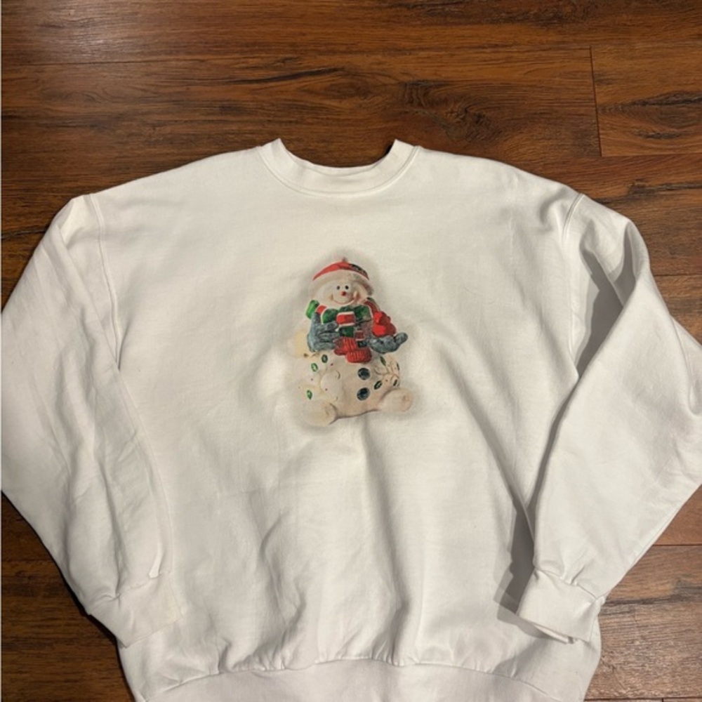 Hanes Festive White Snowman Sweatshirt